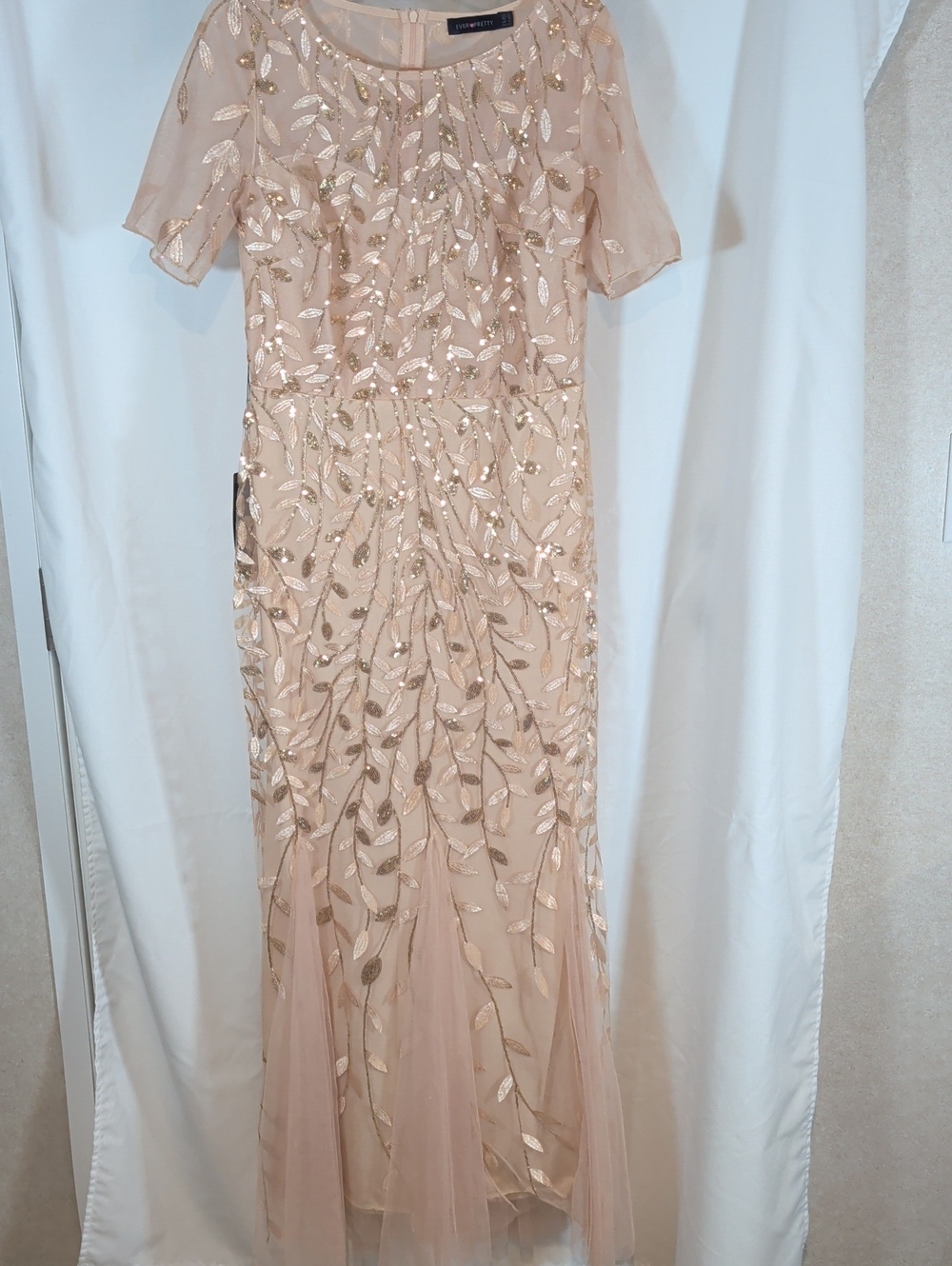 Ever Pretty Gold Maxi Dress with Gold Leaf Sequin Embellishment